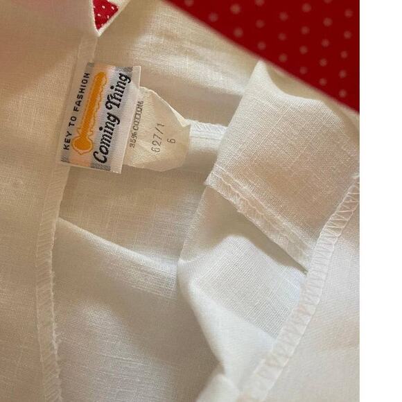 Coming Thing White Red Green‎ Tulip Applique Polka Dot Button Overalls Size 6 - Picture 3 of 7